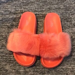 Fuzzy flipflops, urban outfitters